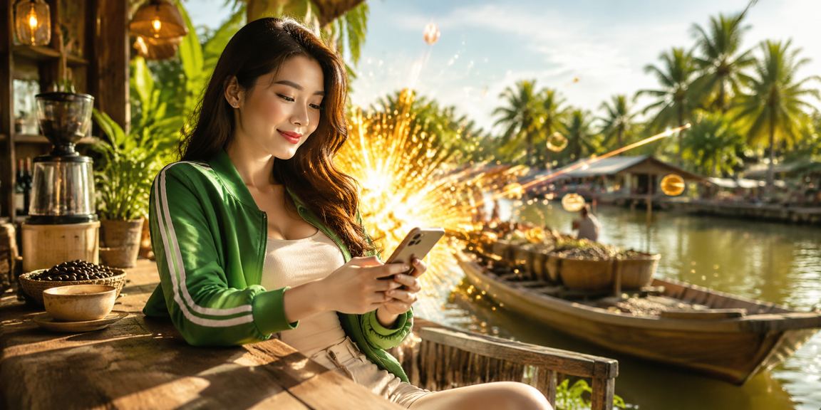 Người chơi trải nghiệm casino mobile tại Việt Nam bên ly cà phê