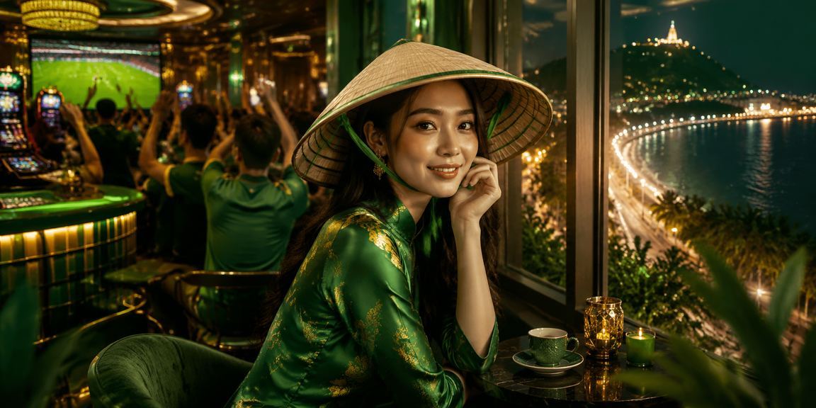 Không khí giải trí và xổ số sôi động tại Vũng Tàu với hình ảnh nón lá đặc trưng Việt Nam